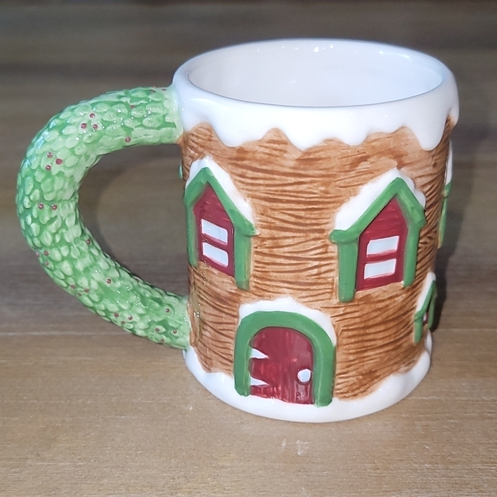 The Cellar Log Cabin Christmas Scultped Mug